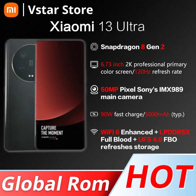 Global ROM Xiaomi 13 Ultra 5G Smartphone 50MP Leica Camera 6.73" 2K 120Hz AMOLED Display IP68 Water 90W Turbo Charger 5000m