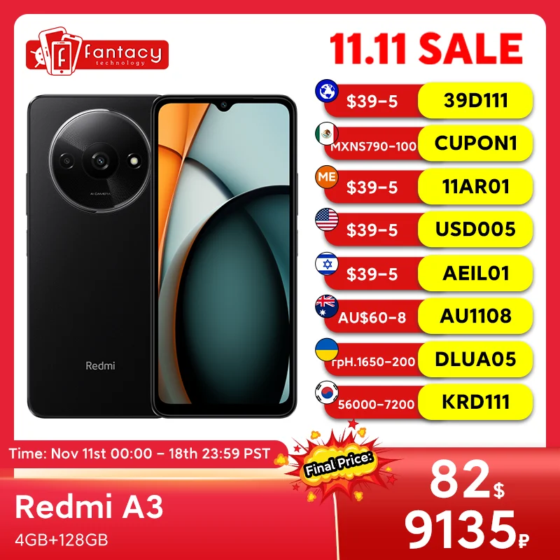 Xiaomi Redmi A3 Global Version Smartphone MediaTek Helio G36 5000mAh Battery 90Hz 6.71 "Dot Drop Display