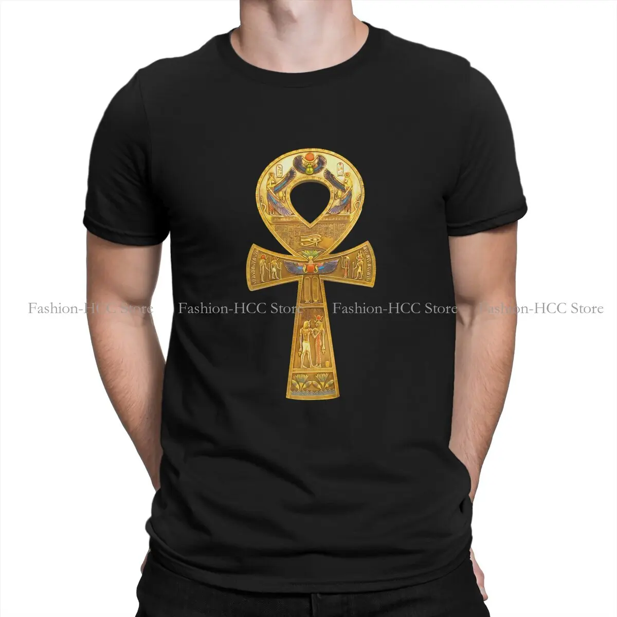 Ankh Newest Polyester TShirts Ancient Egypt Egyptian Male Graphic Tops T Shirt Round Neck