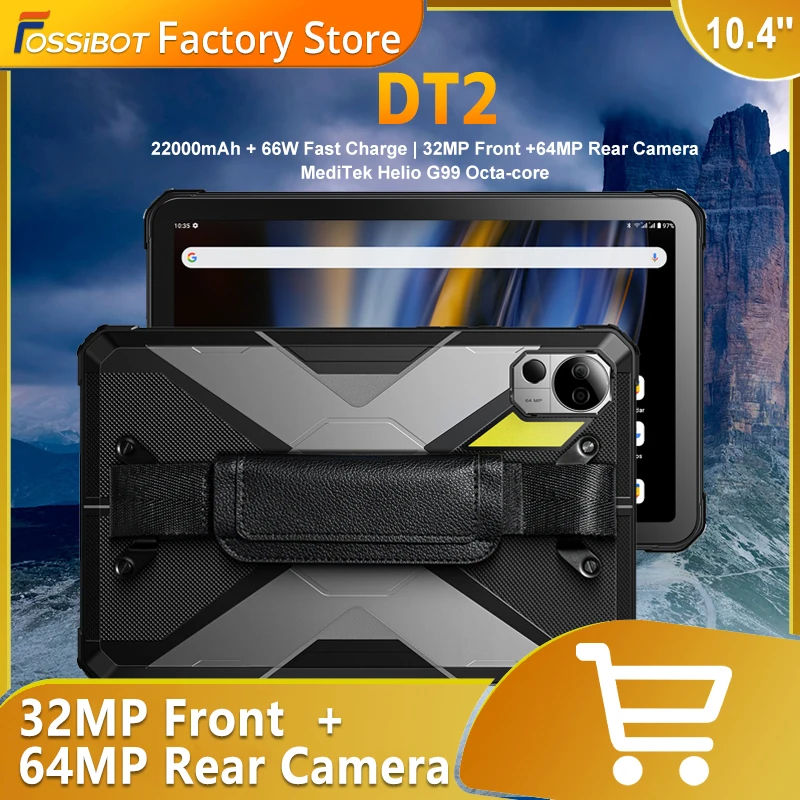FOSSiBOT DT2 Rugged Tablet Pad 66W Android 13 Helio G99 20GB+256GB 10.4 "2K Display Tab Tablet PC Light 22000mAh