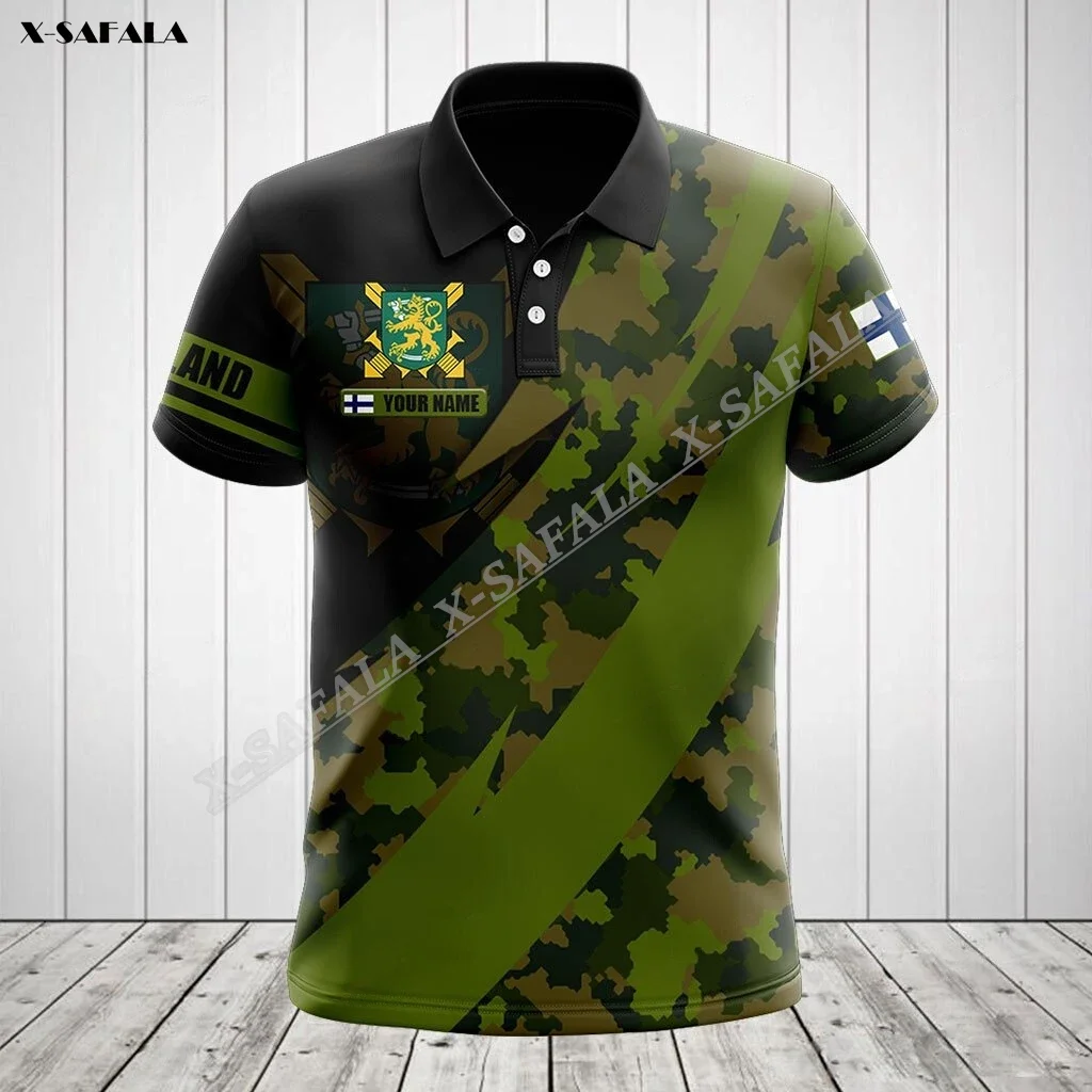 Finnish Camo Army Veteran Soilder Flag 3D Print Men's Adult Polo Shirt Short Top Tee High Quality Breathable Shrink-proof