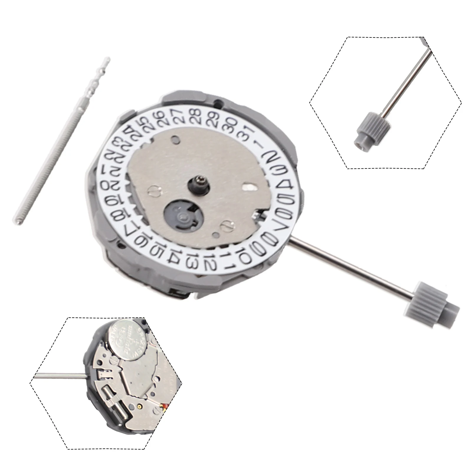 Watch Movement Quartz Movement 10-1/2 Accessories Parts Repair Tool Replacement Silver W/ Battery High Quality