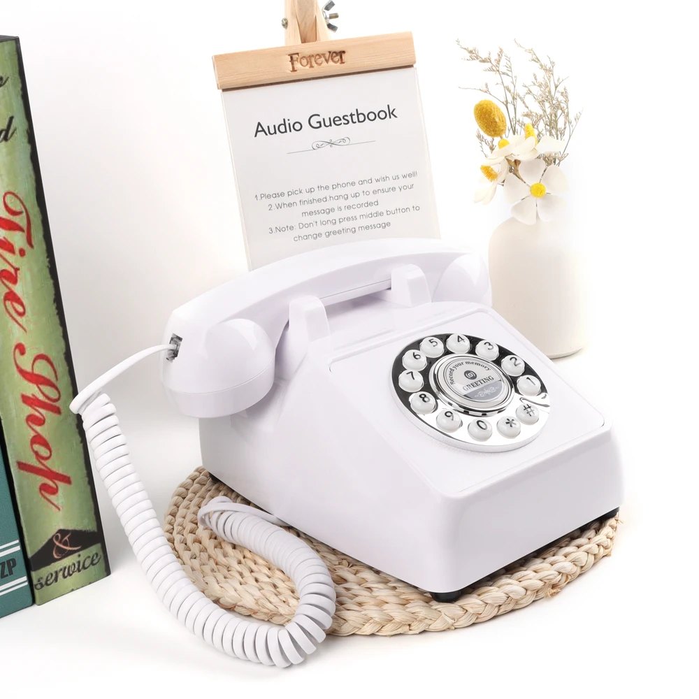 New vintage retro antique telephone guestbook keypad recording audio guestbook phone wedding wedding party message phone