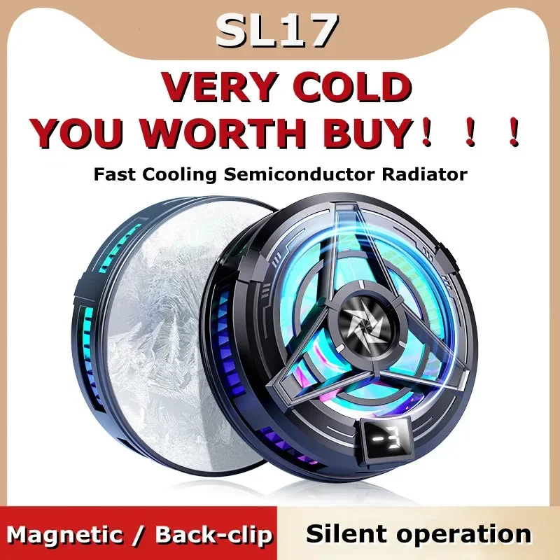 SL17 NEW Magnetic/ Back-clip 2 in 1 Mobile Phone Semiconductor Cooling Radiator PUBG Game Cooler for IOS Android Cool Heat Sink