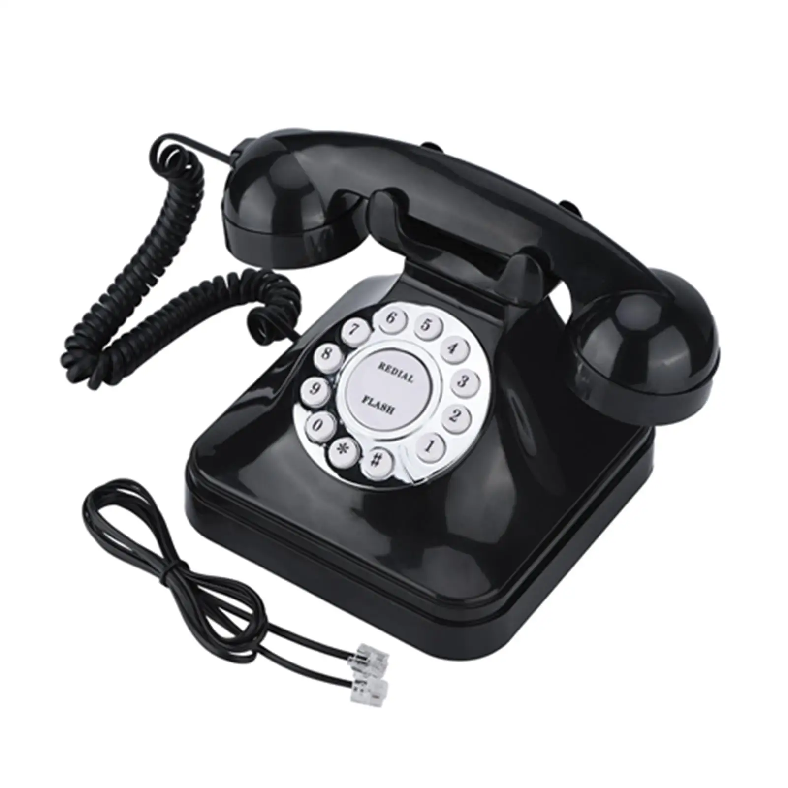 Vintage Antique Corded Telephone with Big Button Dial for Home Office Desk Skid Proof Pedestal Phone