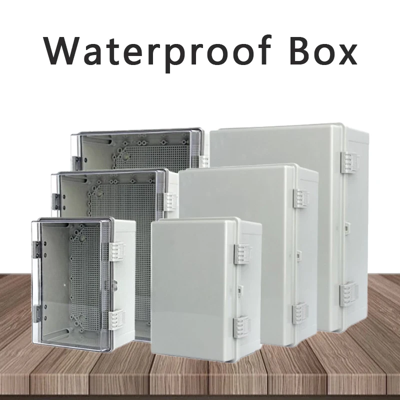 IP66 Waterproof Gray/Transparent Cover Enclosure Power Junction Box ABS Plastic Hinge Outdoor Electronic Distribution Box