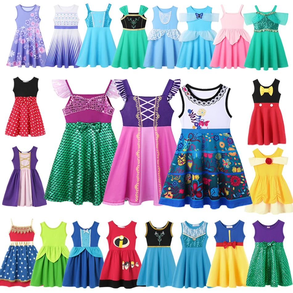Cute Summer Girls Princess Daily Casual Dress Role Play Costume Kids Cotton Children Birthday Dress