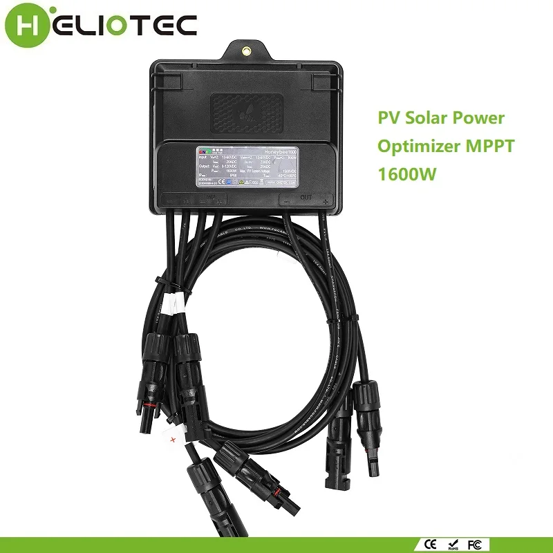 Heliotec 1600W PV Power Optimizer MPPT 12V-75V Input Ip68 Real-time Solar Panel Monitoring Voltage-Limiting Anti-Hotspot