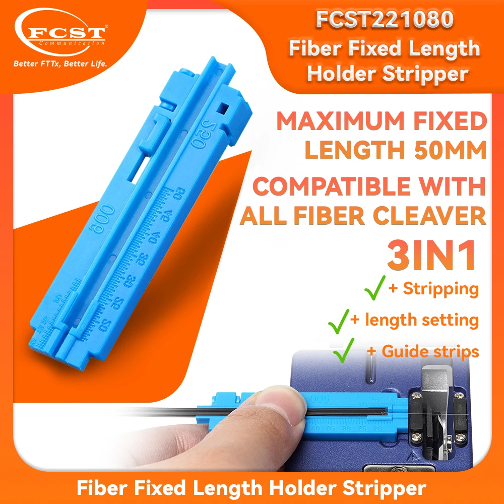 FCST 20pcs New 2-in-1 Optical Fiber Tool Cutter Skin Line Fixed Length Stripper Skin Cable Fixture Fiber Length Fixer Wholesale
