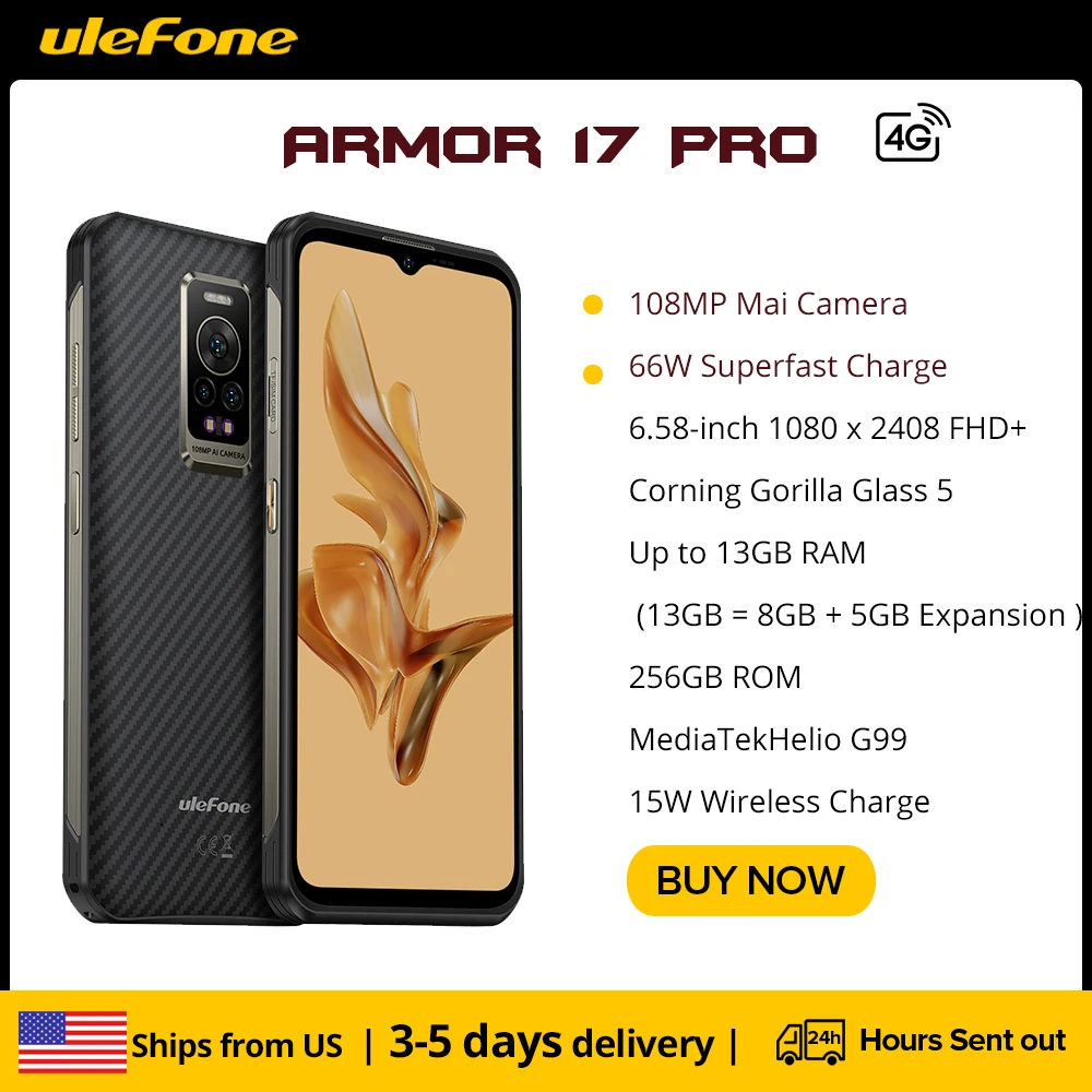 Ulefone Armor 17 Pro Rugged phone 120Hz 108MP Android 12 Night Vision Helio G99 8GB 256GB Mobile Phones NFC Smartphone Global