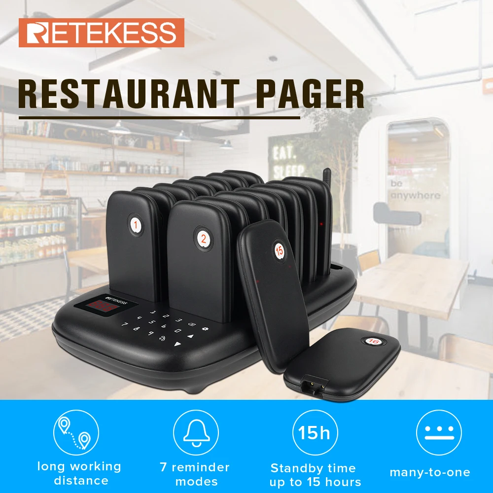 Retekess TD175 TD175S Restaurant Wireless Calling System Pager Coasters Buzzer Vibrator Beeper Receiver For Food Truck Bar Cafe