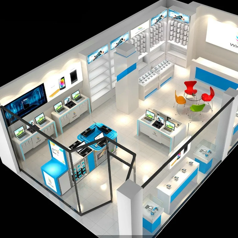 custom，Custom Mobile Phone Fixtures Displays Modern Phone Accessories Display Cabinet Professional 3d Cell Phone Store Design