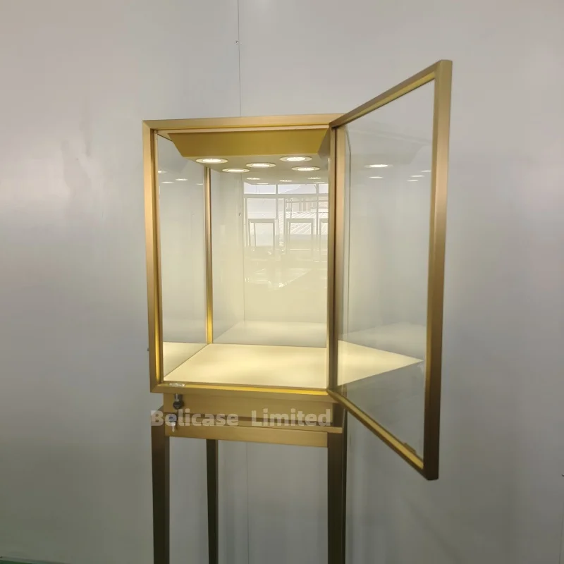Custom, high end jewelry shop furniture glass display showcase floor standing jewelry display for jewelry store display