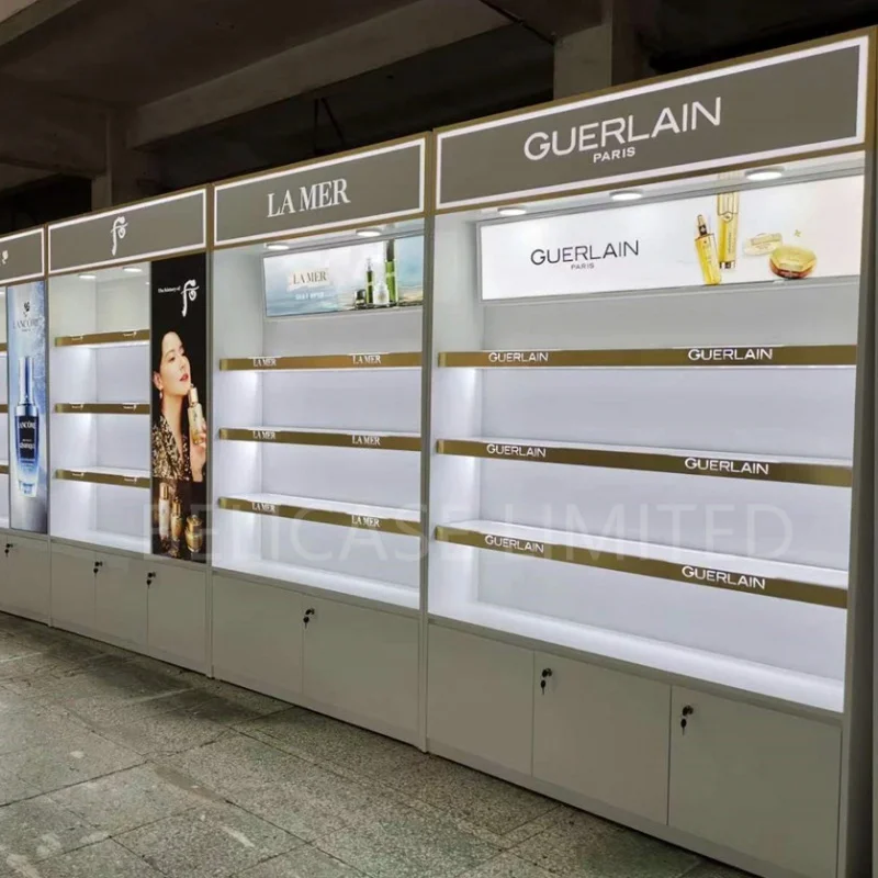 custom，Fashionable Retail Showcase Stand Cosmetic For Skincare Beauty Makeup Display Cabinet Showcase