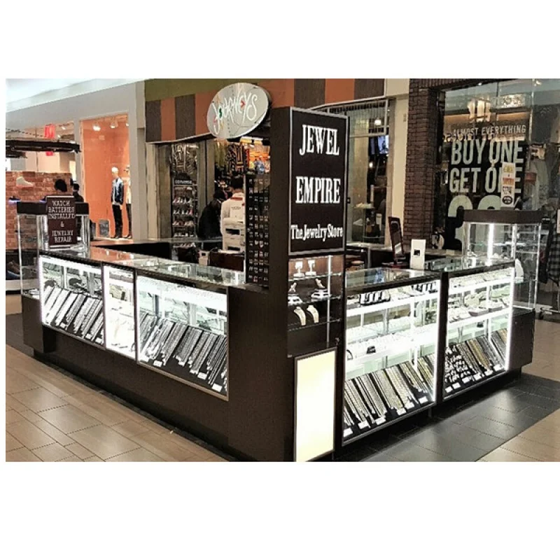 custom，High end Jewelry Store Booth Wood Jewelry Showcase Counter Luxury Display Jewelry Kiosk for Shopping Mall