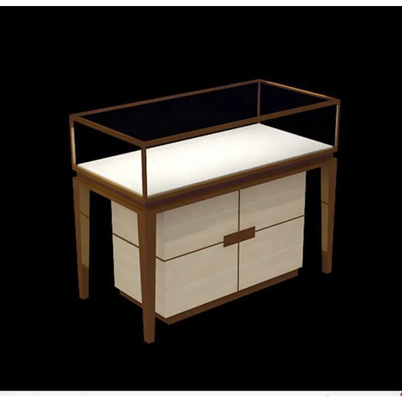 Custom, Luxury Metal Frame Jewelry Showcase High Retail Shop Display Show Glass Display Counter with Light