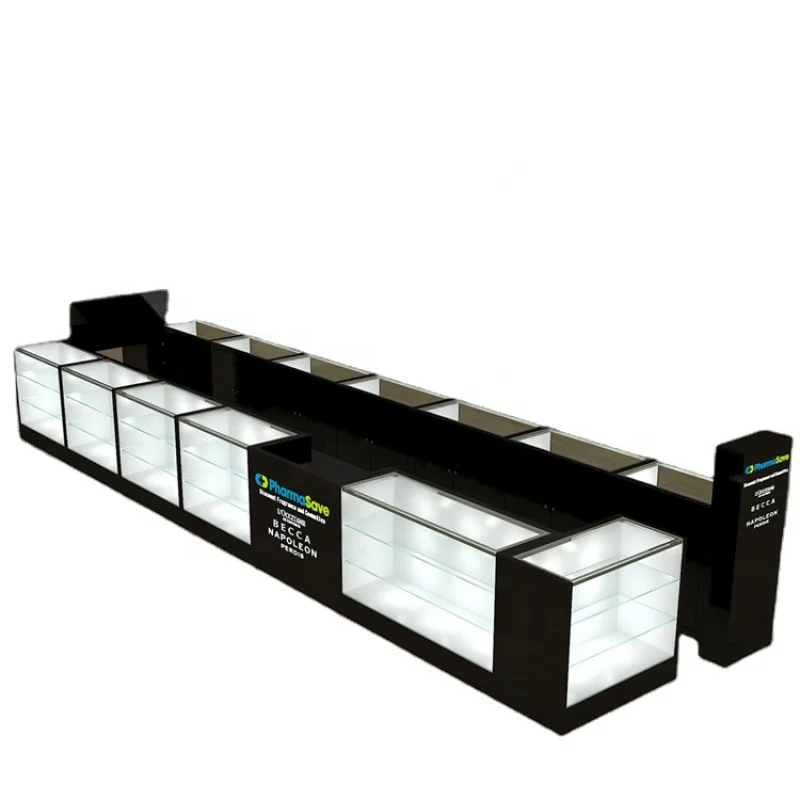 Custom, Wooden Mall Kiosk Design Glass Display Cabinet Jewelry Kiosk Design Ideas