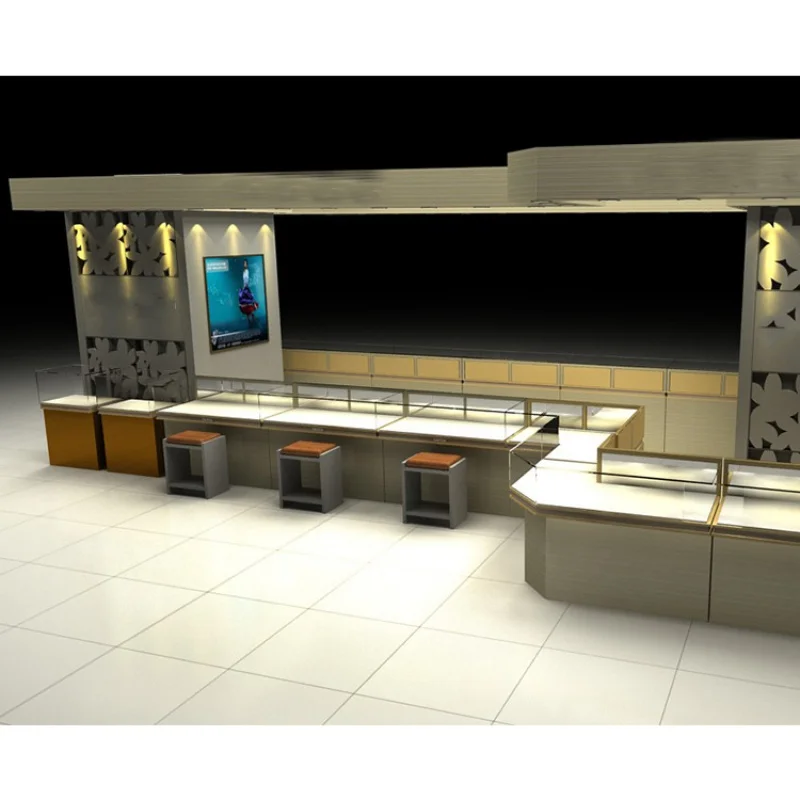 Custom modern new design luxury bullet proof jewelry display cabinet jewelry shop