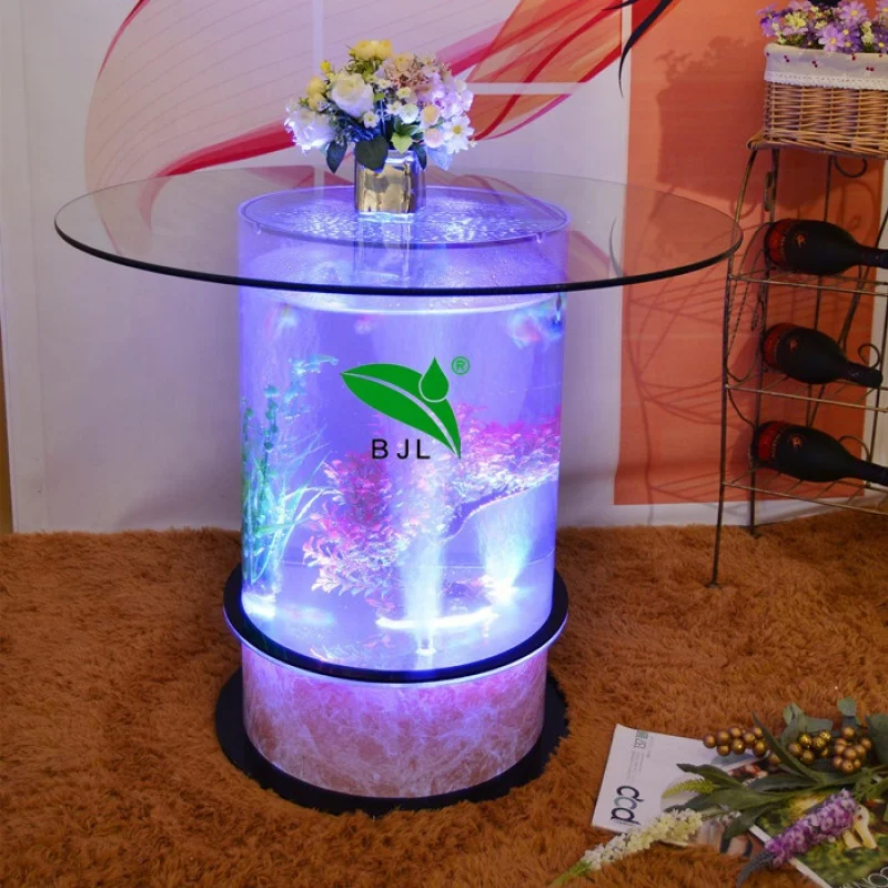 Custom, popular fashion living room furniture aquarium glass coffee table