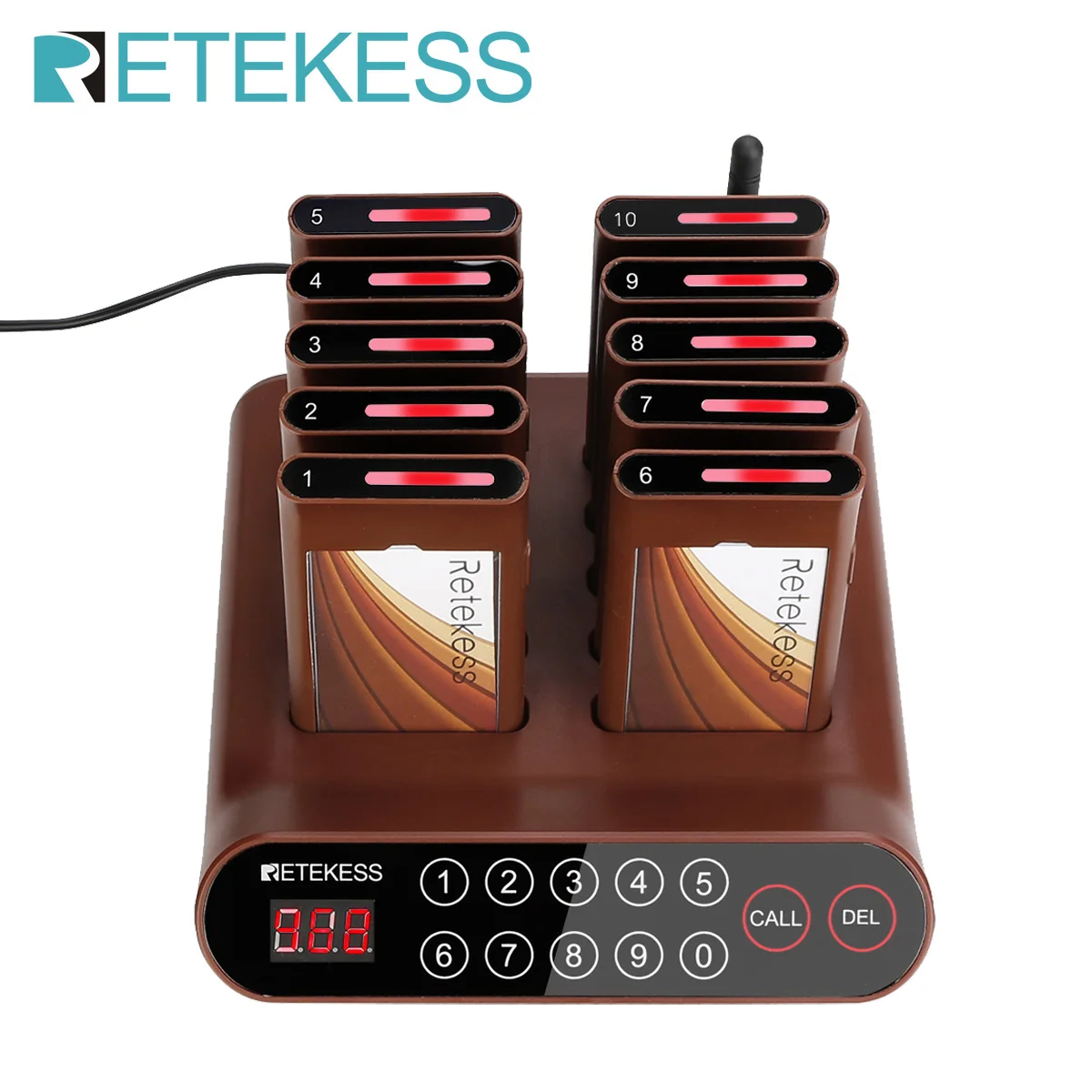Retekess T116A Restaurant Pager Calling System Guest Queuing 16 Coaster Buzzer Beeper Low Battery Indicator For Cafe Food Truck