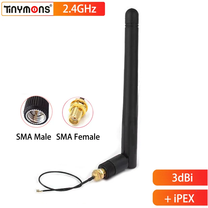 2.4GHz 3dBi WiFi 2.4g Antenna Aerial SMA Male + IPEX 1.13 Feeder Line 17cm PCI U.FL IPX Pigtail Cable foldable ZigBee antenna