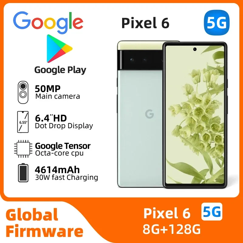 Google Pixel6 5G SmartPhone Battery capacity 4614mAh 50MP Cameraoriginal used phone