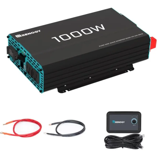 Renogy 1000W Pure Sine Wave Inverter 12V DC to 120V AC Converter for Home, RV, Truck, Off-Grid Solar Power 110V