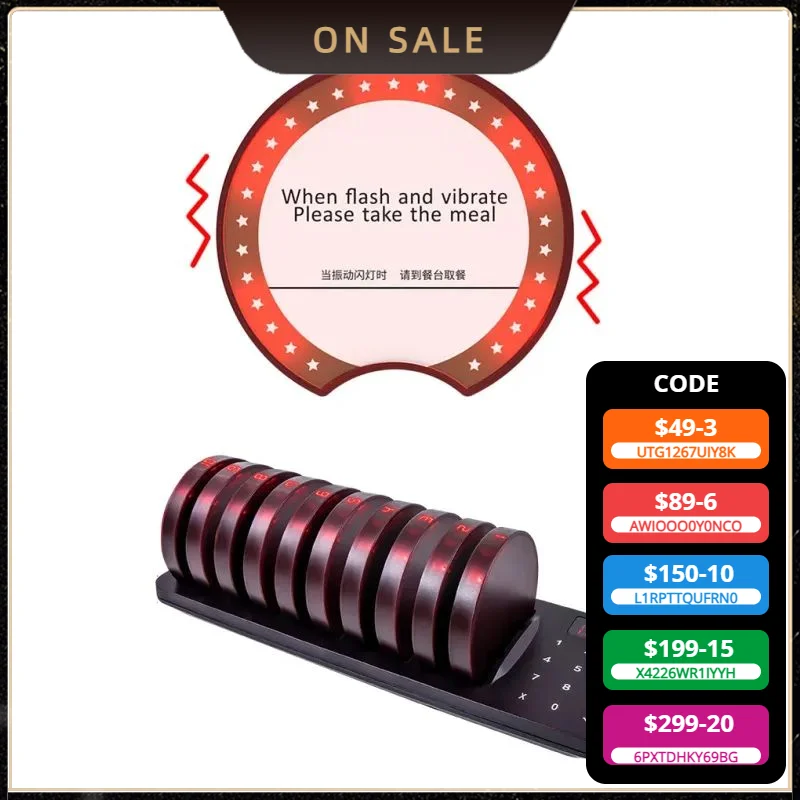 JINGLE BELLS Wireless Calling System Restaurant Pager Vibrator Coaster Buzzers Guest Queuing For Food Truck Cafe Bar Snack Bar
