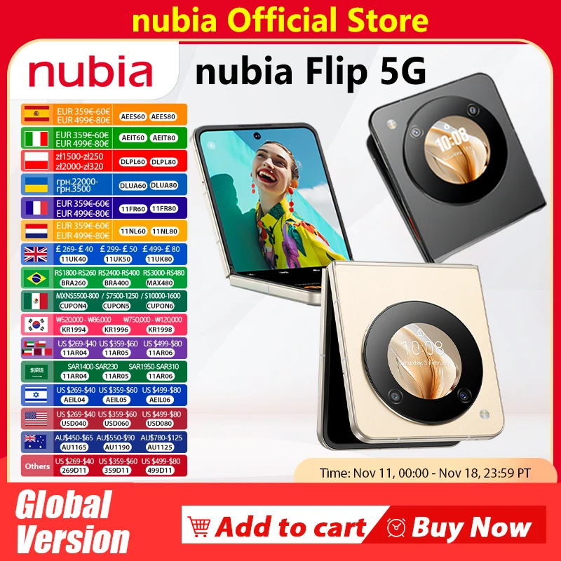 Global Version Nubia Flip 6.9" （Buy & Get Readly VIP Free ）Snapdragon 7 Gen 1 4310mAh battery 33W charging Pocket-sized