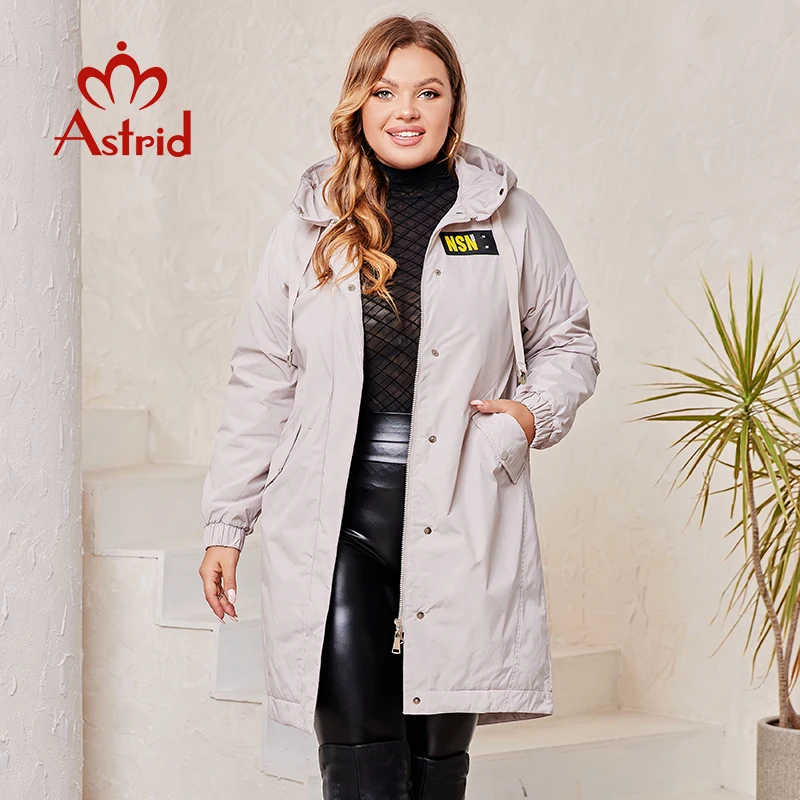 Astrid Plus Size Women's Spring Autumn Trench Coat Women Jacket zipper Outerwear female fashion Long casual Solid Windbreak