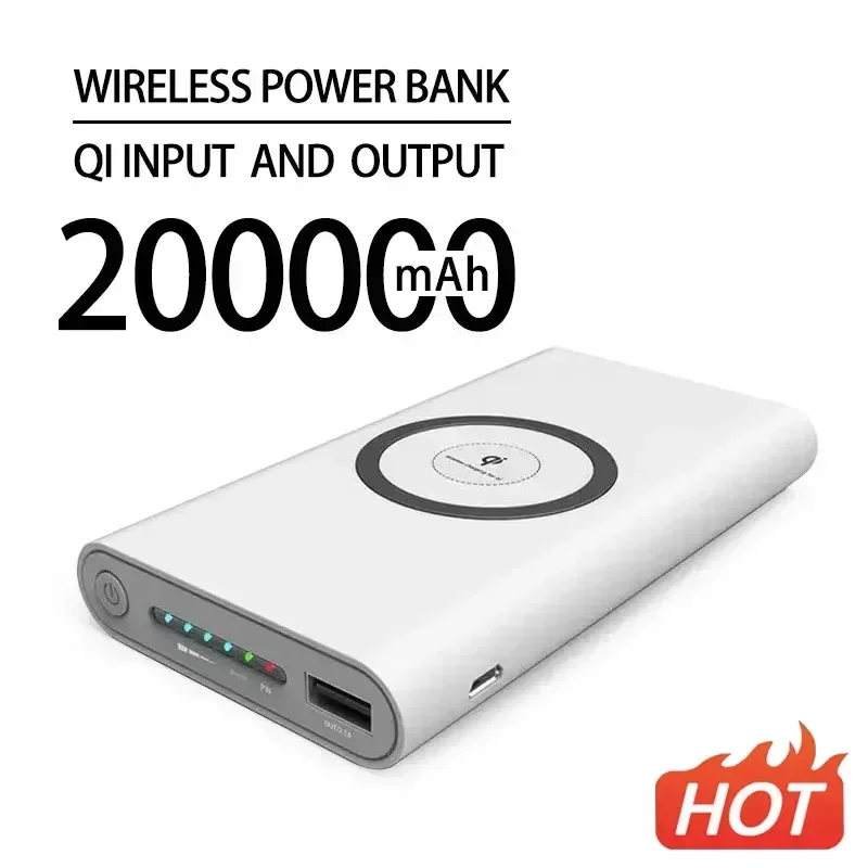 200000mAh Power Bank Ultra-Large Capacity Mobile Power Supply Wireless Charging Built-In Cable Portable Safe Free Shipp