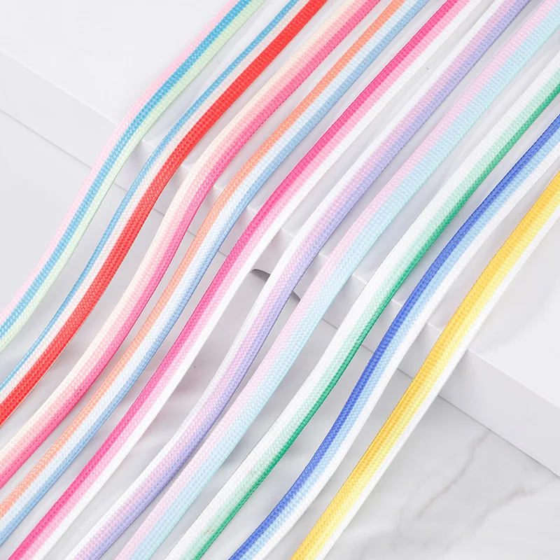 1Pair New Colourful Flat Shoelaces Fashion Tricolor Polyester Canvas Sneaker Shoe Laces Unisex Creative Shoe Strings Accessories