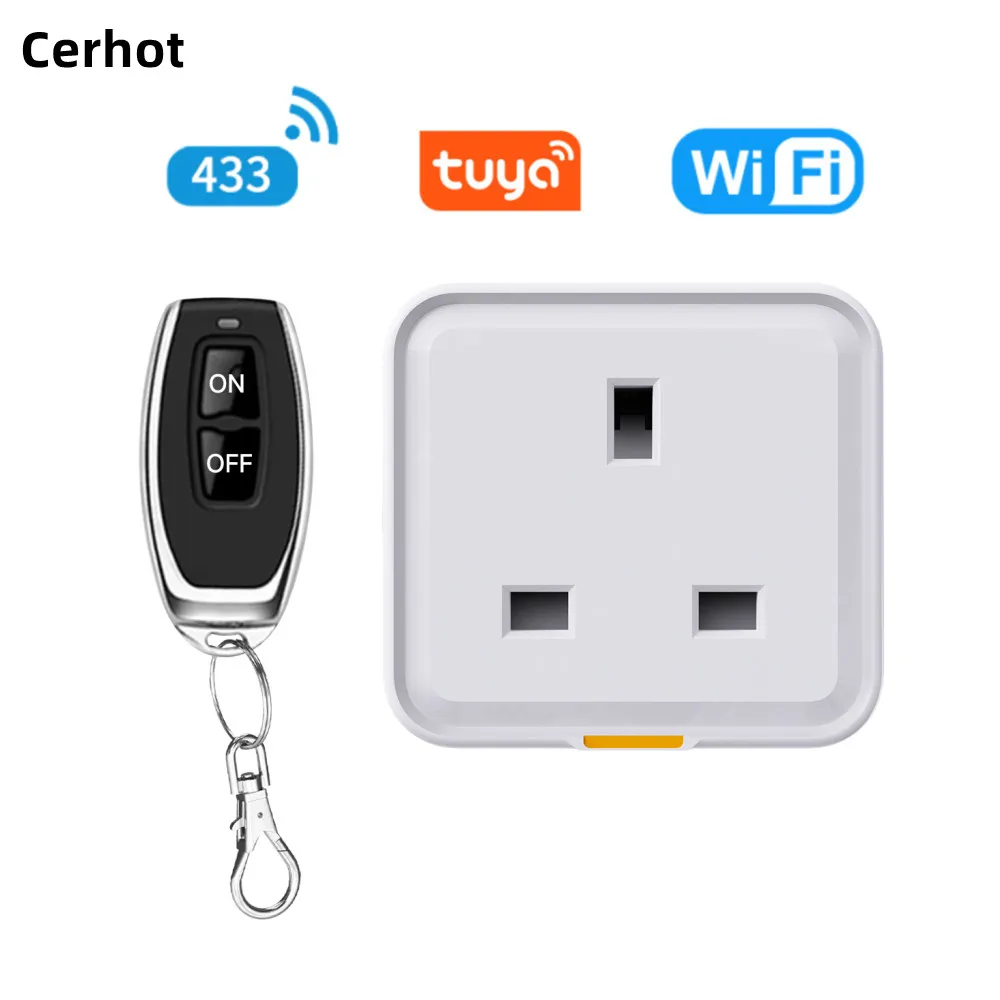 Cerhot Tuya WiFi RF433 Remote Control UK Smart Plug Smart Socket Mini Type-c Outlet Timer APP Voice Works With Alexa Google Home