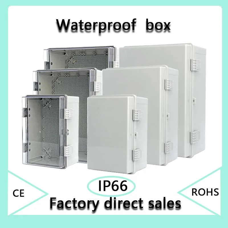IP66 Waterproof Gray/Transparent Cover Enclosure Power Junction Box ABS Plastic Hinge Outdoor Electronic Distribution Box