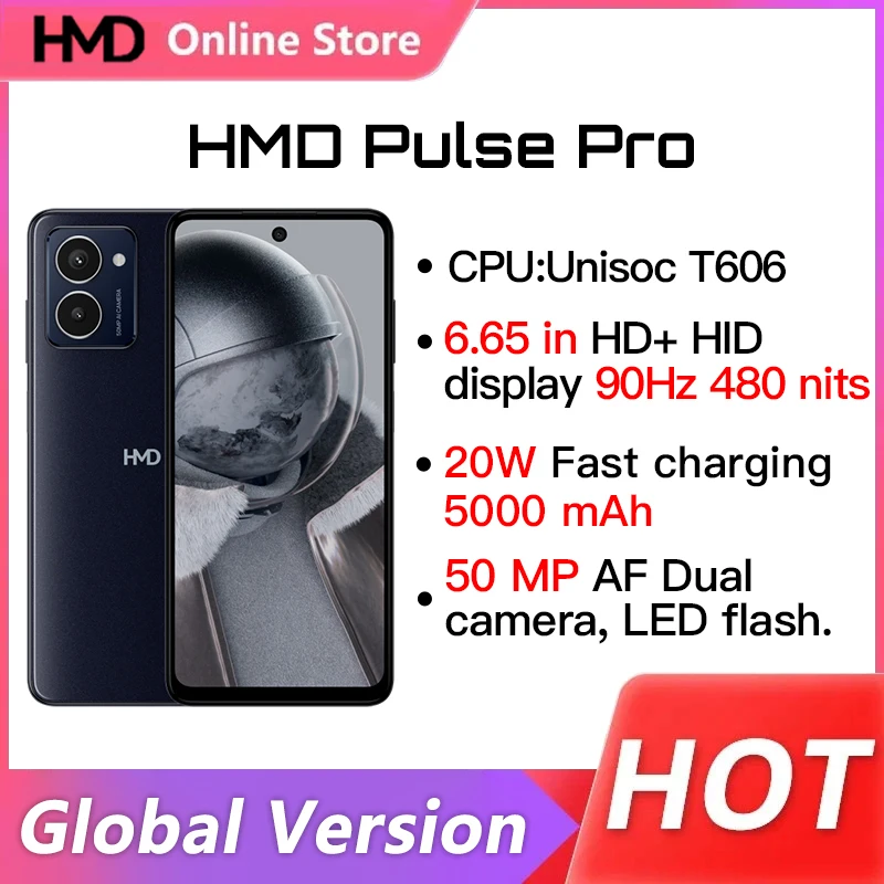 Global Version HMD Pulse Pro Phone 50MP AI Dual Camera 6.56'' Rear Flash LED 5000mAh Battery 20W Fast Charging Android
