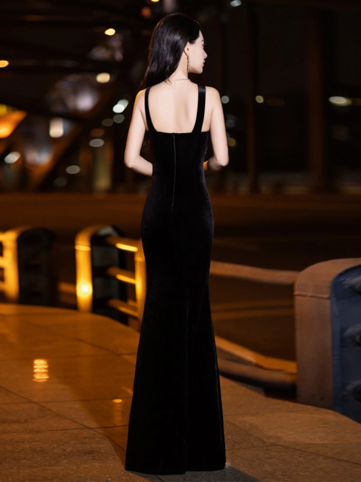 Women's Evening Dress New High end Banquet Hot Diamond Neck Hanging Fish Tail Slimming Elegance Host Birthday Long Party Dr