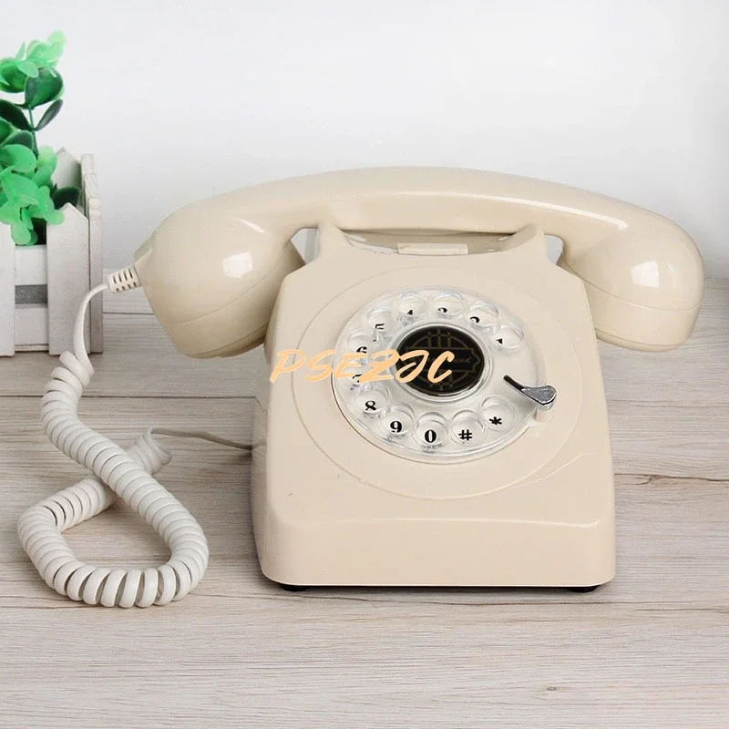 Retro Style Wired Fixed Old-fashioned Rotary Dialing Phone Portable Office Hotel Fixed Telephone Portable