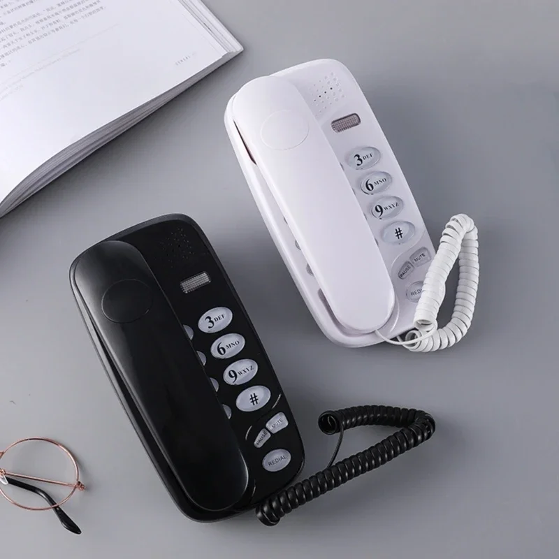 KXT-580 Fixed Landline Wall Telephone Portable Mini Phone Wall Hanging Telephone for Home Office Hotel Spas Center