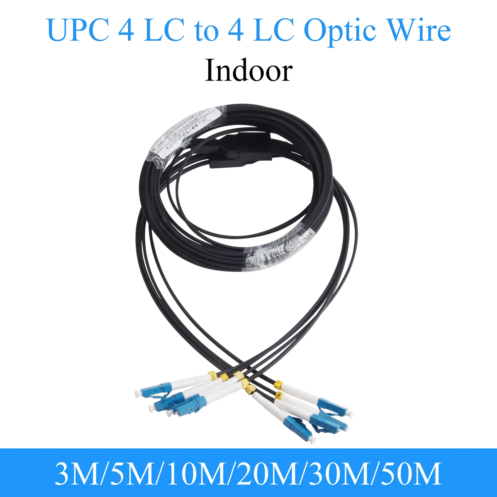 Fiber Optic Wire UPC 4 LC to 4 LC Optical Convert Single-mode 4-core Indoor Extension Cable Patch Cord 3M/5M/10M/20M/30M/50M