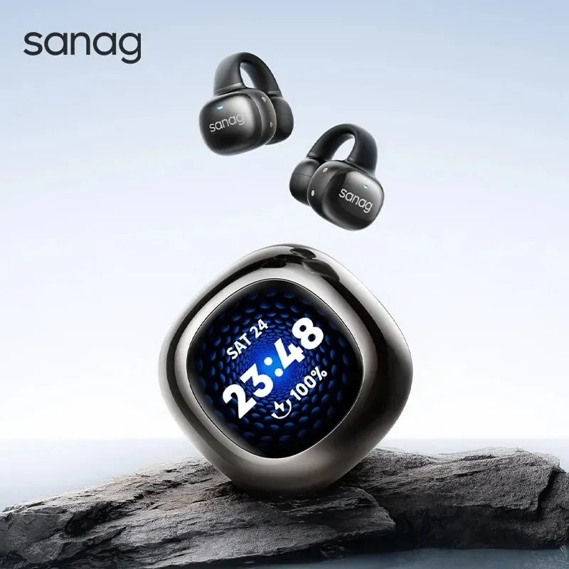 Sanag S5Pro OpenEarClip Wireless Earphone TWS Bluetooth Headphones LED Screen Gaming Earbuds 32GB MP3 Player Smart Watch Speaker