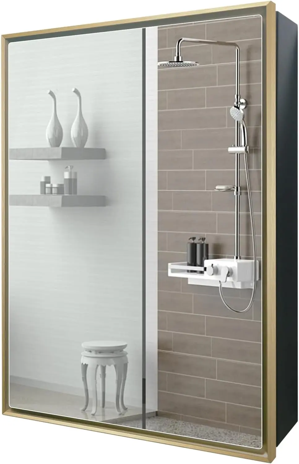 FOMAYKO Bathroom Medicine Cabinet with Aluminum Framed Mirror,24"x30" Surface Mount Bathroom Vanity Mirror，Single Door