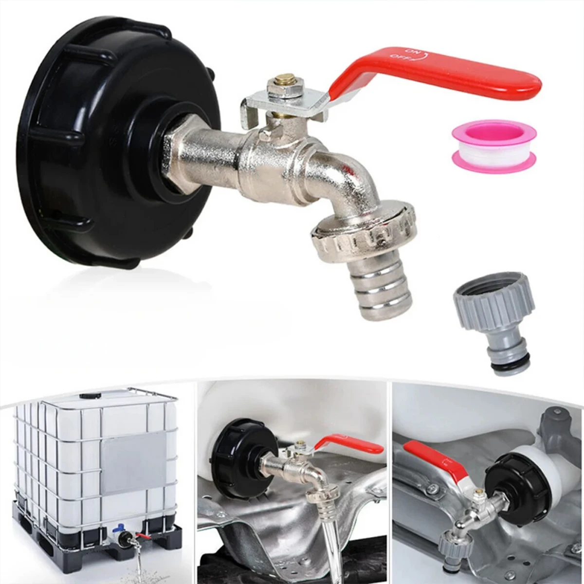 1000l Tank Faucet, 3/4" Aluminum Alloy Tank Adapter, 1000 Liter Tank Connection, Garden Faucet With Brass Adapter, S60x6 Ib