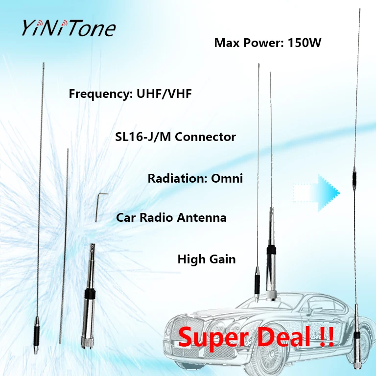 High Gain 3.0/5.5dBi NL-770R Antenna 97cm 144/430MHz Car Radio Dual Band 150W VHF/UHF(M) Type Mobile Station vehicle Antenna