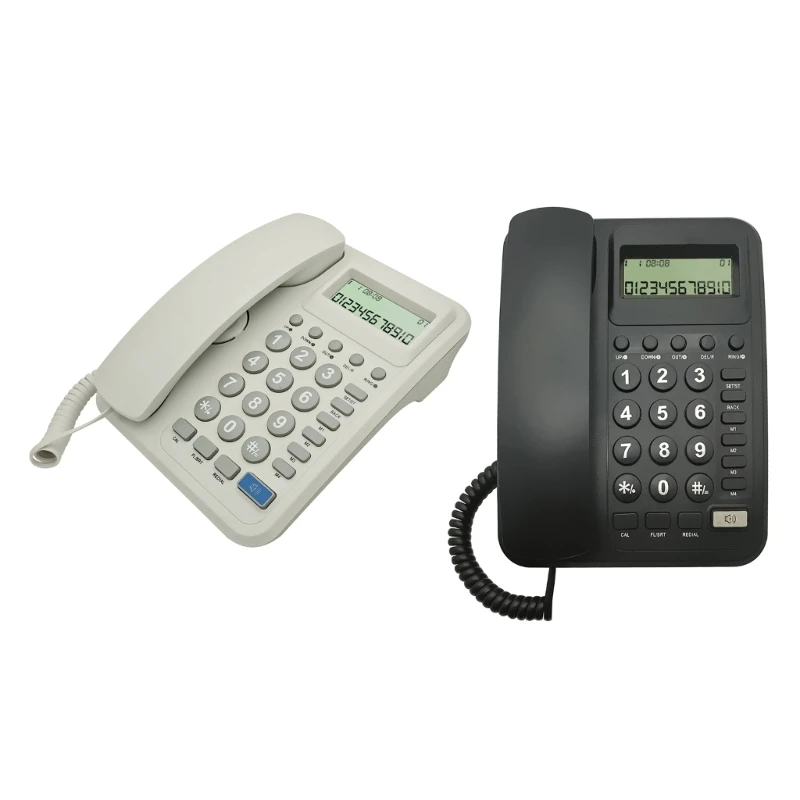 Big Button Telephone for Eldly Crystal Landline Trade Call Desk Display Caller Corded Telephone for Home Office Hotel