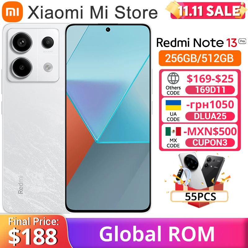 Global ROM Xiaomi Redmi Note 13 Pro 5G Smartphone Snapdragon 7s Gen 2 5100mAh 67W Fast Charging 120Hz Screen 8GB 256GB Cellphone