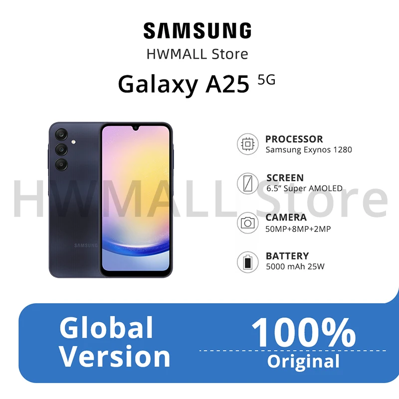 Samsung Galaxy A25 5G Smartphone 6.5inches Super AMOLED 120Hz Display 50MP Main Camera 5000mAh Battery Bluetooth 5.3