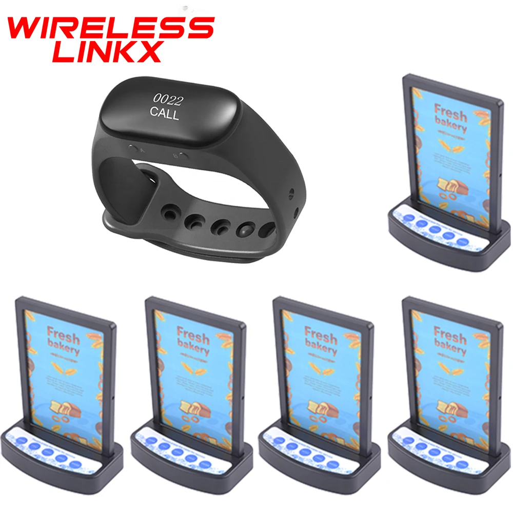 Wirelesslinkx Restaurant Pager Waterproof Breakproof Waiter Watch Wireless Calling System For Plant Hospital Bar Cafe