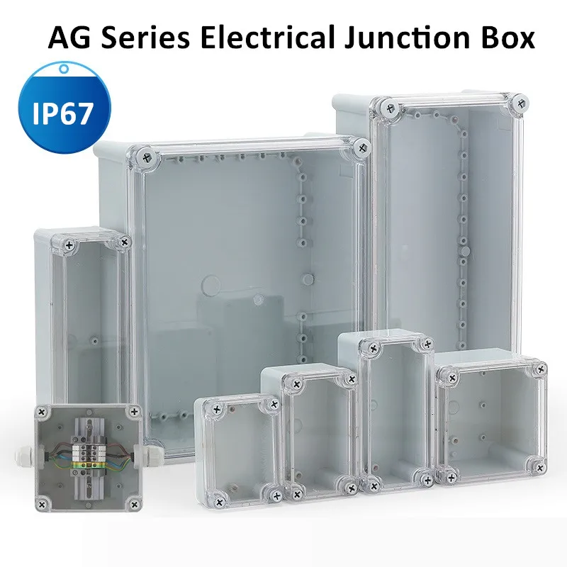 AG Series Electrical Junction Box With Anti-fall Plastic Screws Transparent Visible Lid IP67 Waterproof ABS Terminal Casing