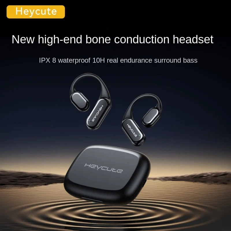 Heycute B8 Bone Conduction Ear Bluetooth Headset Waterproof Swimming Earplugs Mobile Phone Super Large Battery Long Life