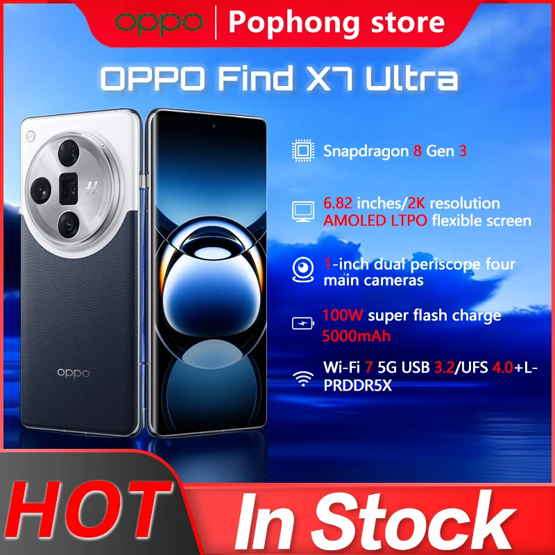 OPPO Find X7 Ultra 5G Smart Phone 6.82'' AMOLED Screen 5000mAh Battery 100W Super VOOC 50W Wireless Charge 50MP OTA 12